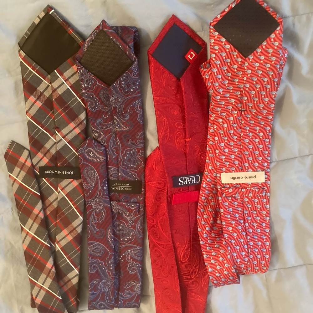 4 for 40 ties Red Perfect condition, Various makers